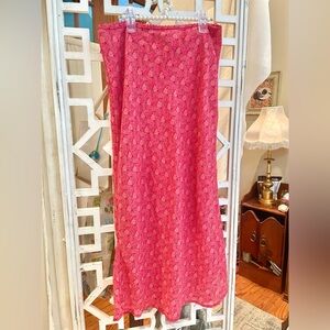 Vintage 90s paisley Floral sheer lined Maxi Skirt